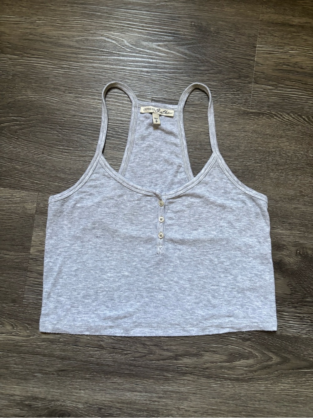 Express Light Gray Racerback Henley Tank